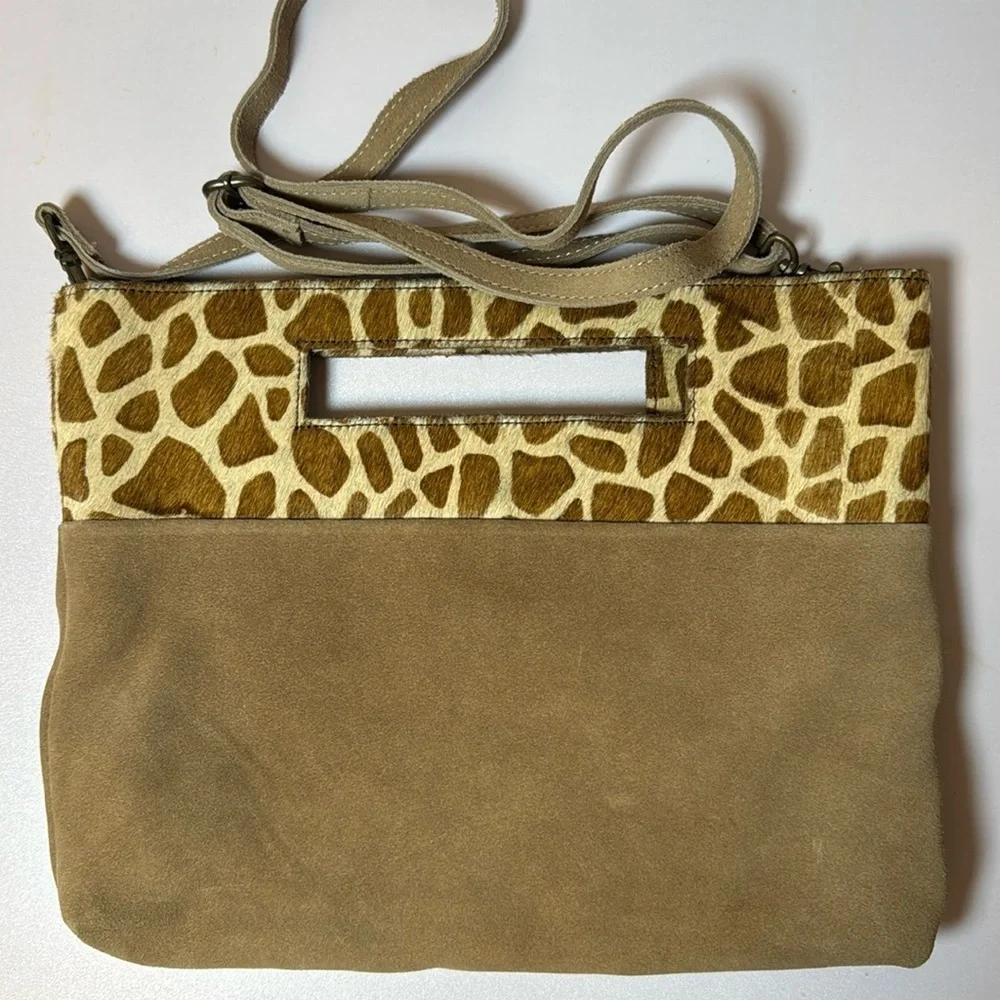 ANTHROPOLOGIE Calf Hair and Suede‎ Verona Textured Clutch